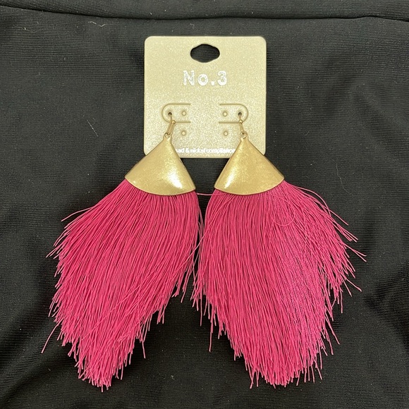 Tassel Fan Earrings - Pink - Picture 2 of 3